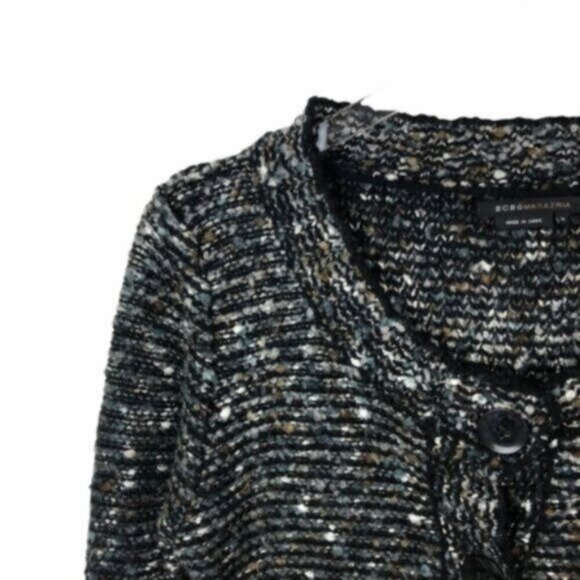 BCBG | Women's Black Long Sleeves Button Front Cardigan Sweater Size Medium - Picture 2 of 9